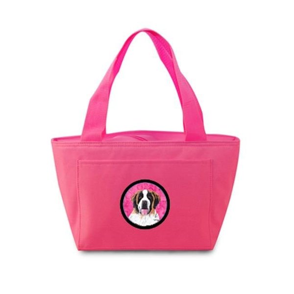 Carolines Treasures Carolines Treasures SC9129PK-8808 15 x 7 in. Saint Bernard Zippered Insulated School Washable and Stylish Lunch Bag Cooler; Pink SC9129PK-8808